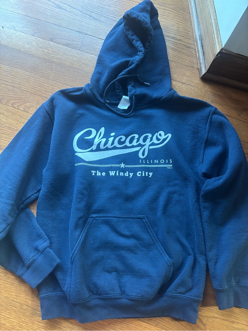 Gildan Navy Chicago Script Crewneck Sweatshirt